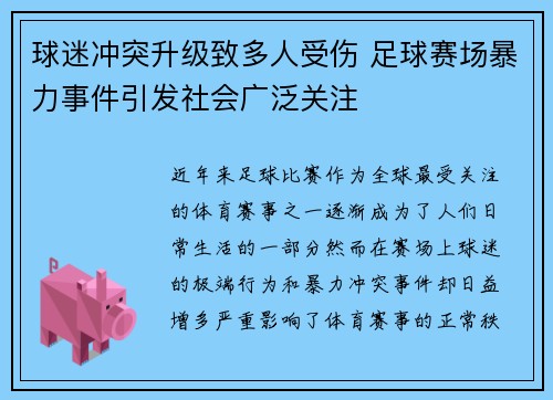 球迷冲突升级致多人受伤 足球赛场暴力事件引发社会广泛关注